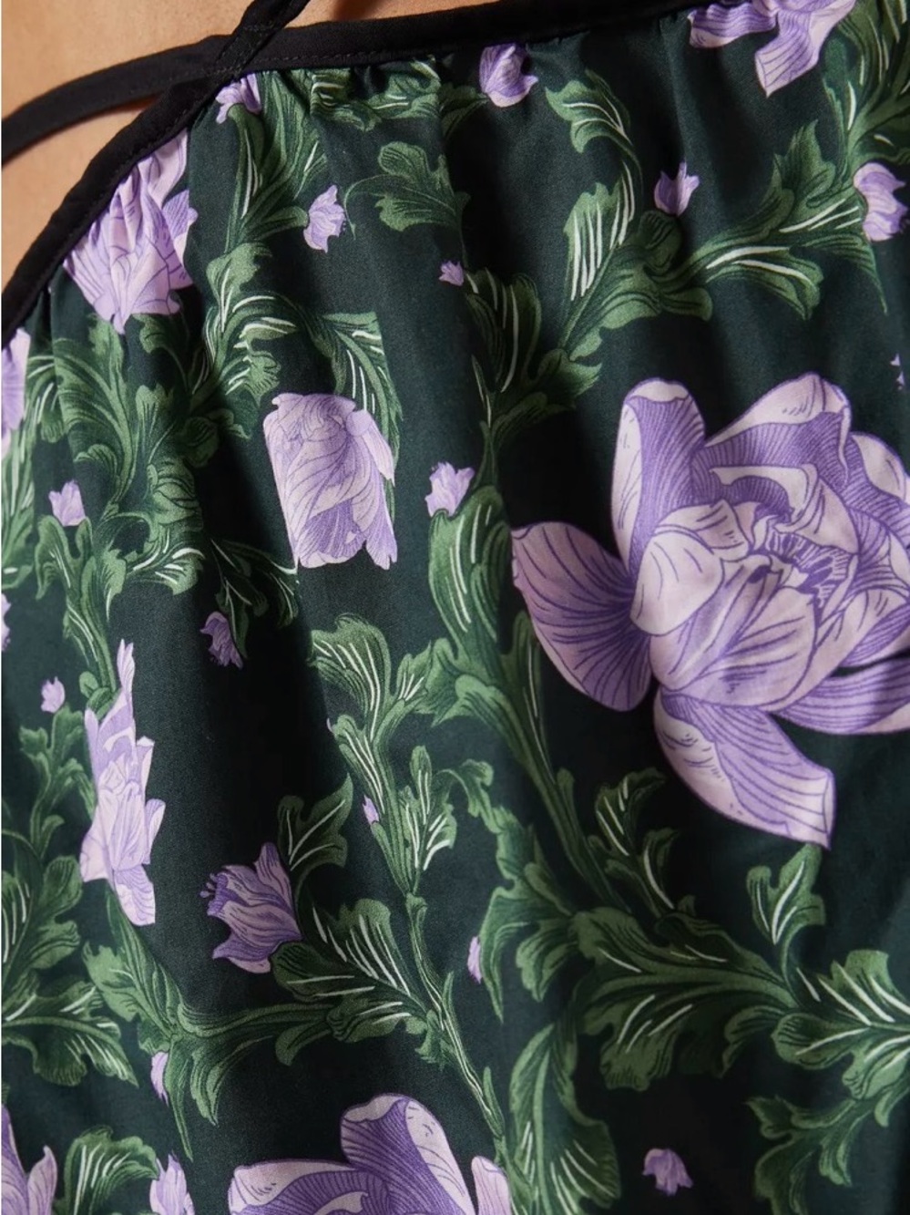 AGUA BY AGUA BENDITA Green / Purple Floral Print PEONIA OCASO Maxi Dress Small S - Picture 3 of 6